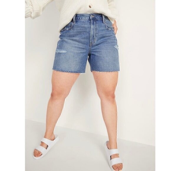 NWT Old Navy High-Waisted Slouchy Straight Cutoff Jean Shorts for Women SZ 16 - Picture 4 of 11